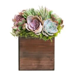 Natural Wood Cube Planter Box With Plastic Liner, 6" X 6" X 6" (Wholesale 12 PCS/Case)