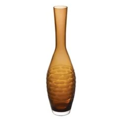 Amber Gold Decorative Bottle Glass Vase H-15" D-1.75" (Wholesale 6 Pcs Per Case)