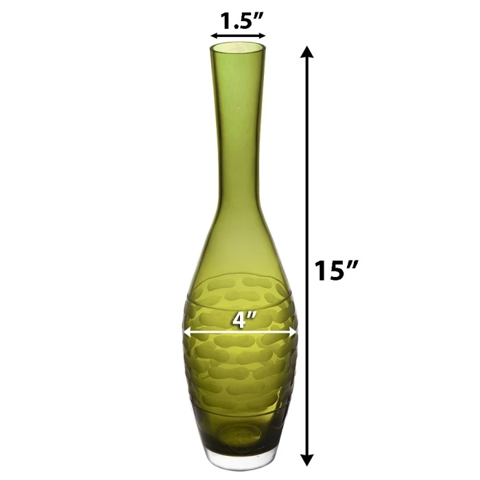 Olive Green Decorative Bottle Glass Vase H-15" D-1.75" (Wholesale 6 Pcs Per Case) - Image 2