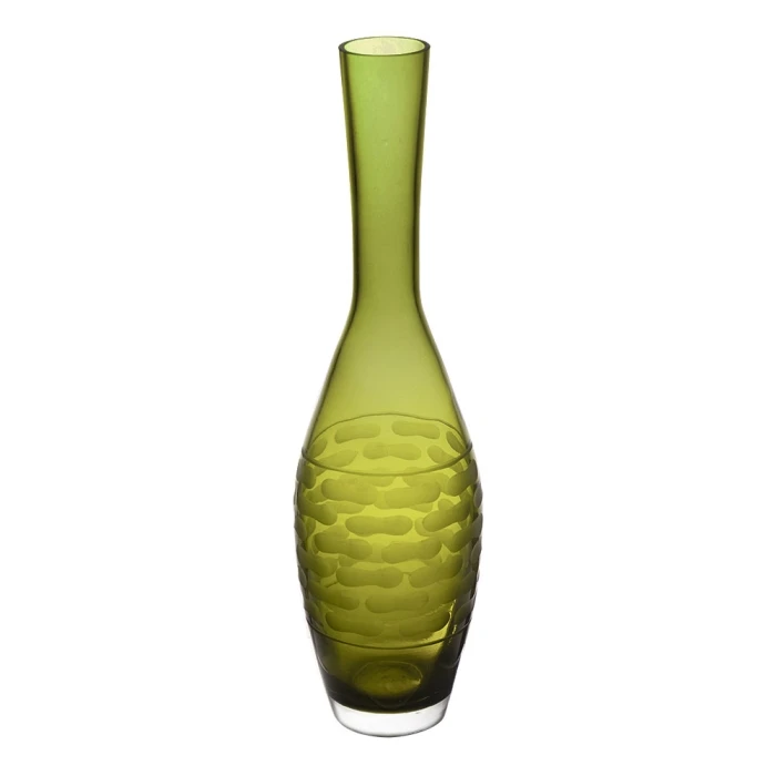 Olive Green Decorative Bottle Glass Vase H-15" D-1.75" (Wholesale 6 Pcs Per Case)