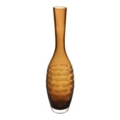 Decorative Amber Gold Glass Vase H-13" D-1.5" (Wholesale 12 Pcs Per Case)