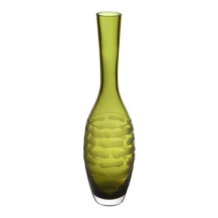 Decorative Olive Green Glass Vase H-13" D-1.5" (Wholesale 12 Pcs Per Case)