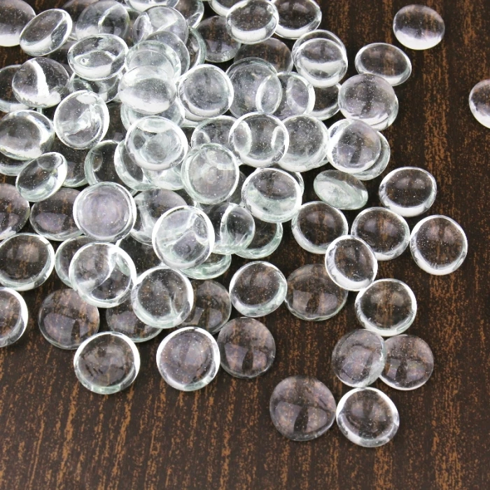 Clear Glass Flat Gemstone Vase Filler, 3/4" (Wholesale 28 LBS/Case)