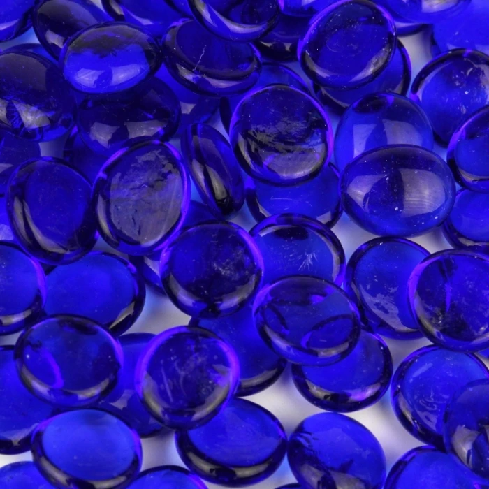 Cobalt Blue Glass Flat Gemstone Vase Filler, 3/4" (Wholesale 28 LBS/Case) - Image 5