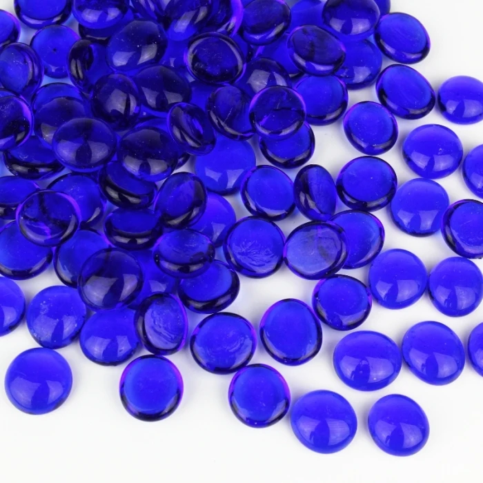 Cobalt Blue Glass Flat Gemstone Vase Filler, 3/4" (Wholesale 28 LBS/Case)