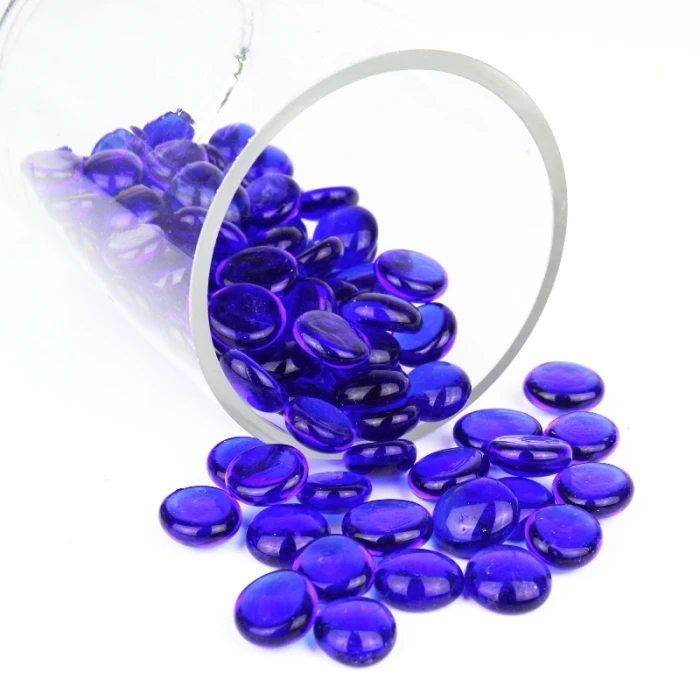 Cobalt Blue Glass Flat Gemstone Vase Filler, 3/4" (Wholesale 28 LBS/Case) - Image 4