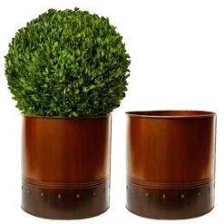 Copper Finish Zinc Metal Cylinder Planter, H-12" D-12" (Wholesale 4 PCS/Case)