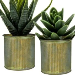 Corrugated Zinc Metal Cylinder Planter Pot, H-3" D-2.85" (Wholesale 72 PCS/Case)