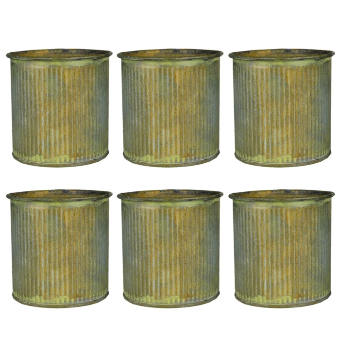 Corrugated Zinc Metal Cylinder Planter Pot, H-3" D-2.85" (Wholesale 72 PCS/Case) - Image 4