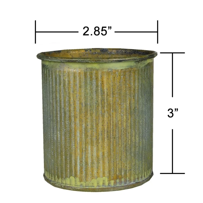 Corrugated Zinc Metal Cylinder Planter Pot, H-3" D-2.85" (Wholesale 72 PCS/Case) - Image 2