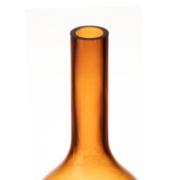 Decorative Amber Carved Glass Vase H-14.5" D-1.5" (Wholesale 6 Pcs Per Case) - Image 3