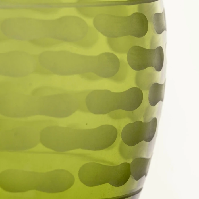 Decorative Olive Green Carved Glass Vase H-14.5" D-1.5" (Wholesale 6 Pcs Per Case) - Image 4