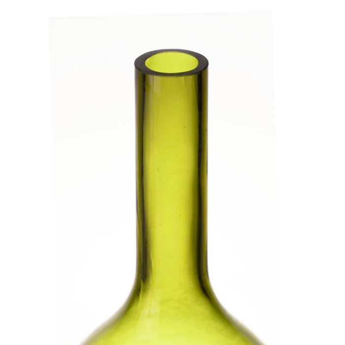 Decorative Olive Green Carved Glass Vase H-14.5" D-1.5" (Wholesale 6 Pcs Per Case) - Image 3