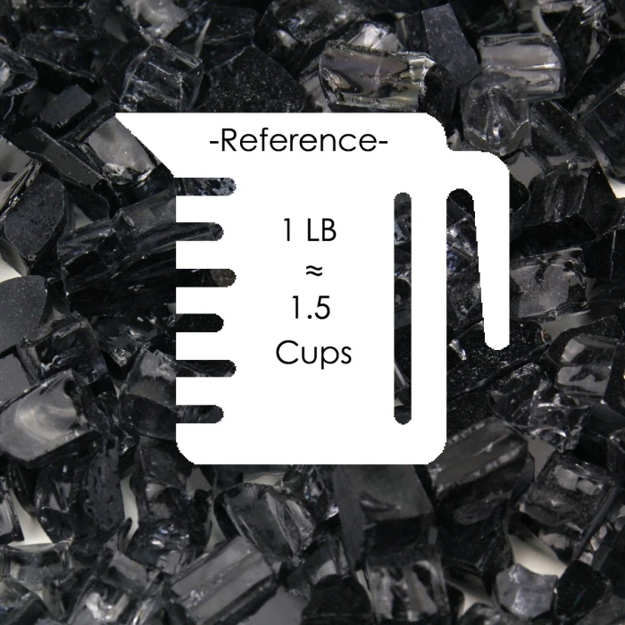 Vibrant Black Fire Pit Glass, 1/2" (Wholesale 40 LBS/Case) - Image 2