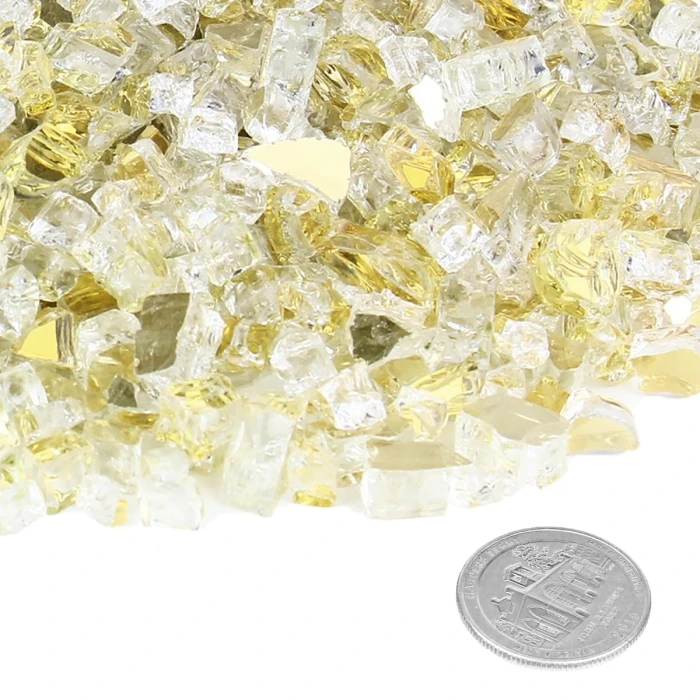 Gold Reflective Fire Pit Glass, 1/2" (Wholesale 40 LBS/Case) - Image 3