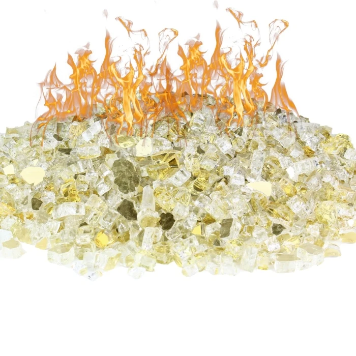 Gold Reflective Fire Pit Glass, 1/2" (Wholesale 40 LBS/Case)