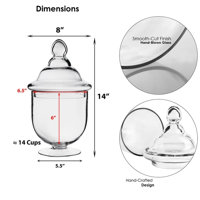Glass Candy Buffet Apothecary Jar, H-14" D-6.5" (Wholesale 4 PCS/Case) - Image 2