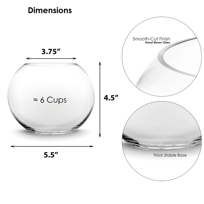 Glass Bubble Bowl, H-4.5" W-6" (Wholesale 12 PCS/Case) - Image 2