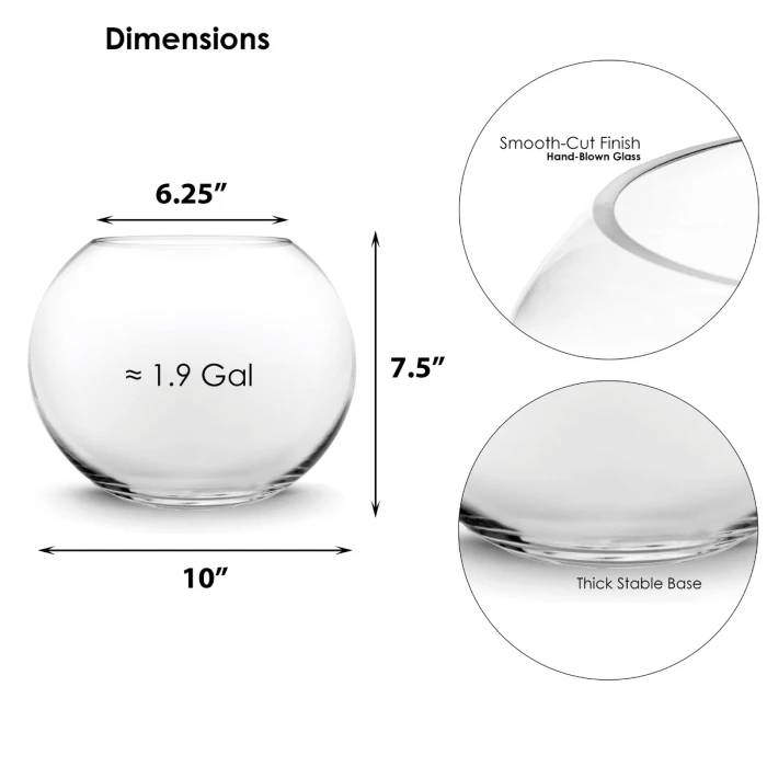 Glass Bubble Bowl, H-8" W-10" (Wholesale 6 PCS/Case) - Image 2