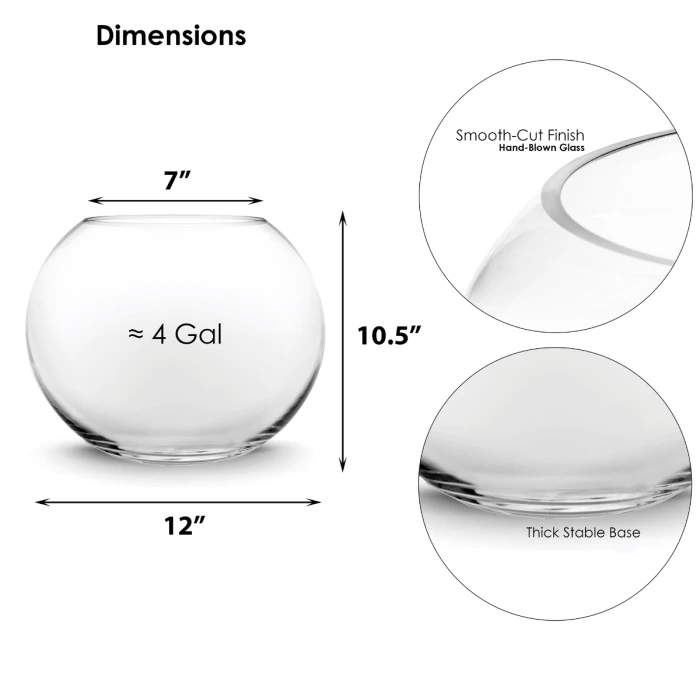 Glass Bubble Bowl, H-10" W-12" (Wholesale 2 PCS/Case) - Image 2