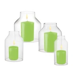 Set Of 4 Clear Milk Glass Hurricane Candle Holder Shade Chimney Tubes, H-6" (Wholesale 6 SETS/Case)