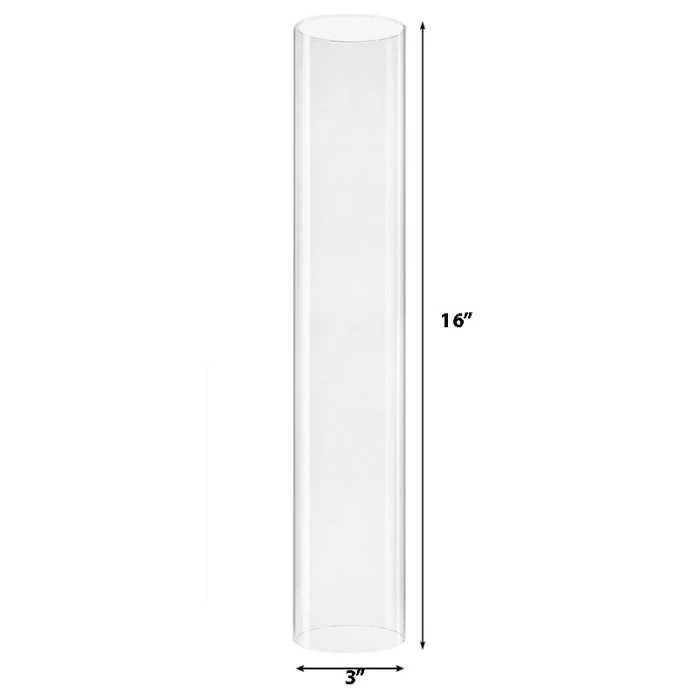 Glass Hurricane Candle Holder Shade Chimney Tube, H-16" D-3" (Wholesale 18 PCS/Case) - Image 2