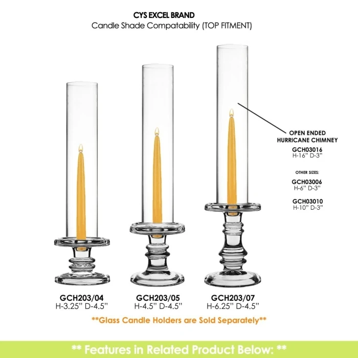 Glass Hurricane Candle Holder Shade Chimney Tube, H-16" D-3" (Wholesale 18 PCS/Case) - Image 3