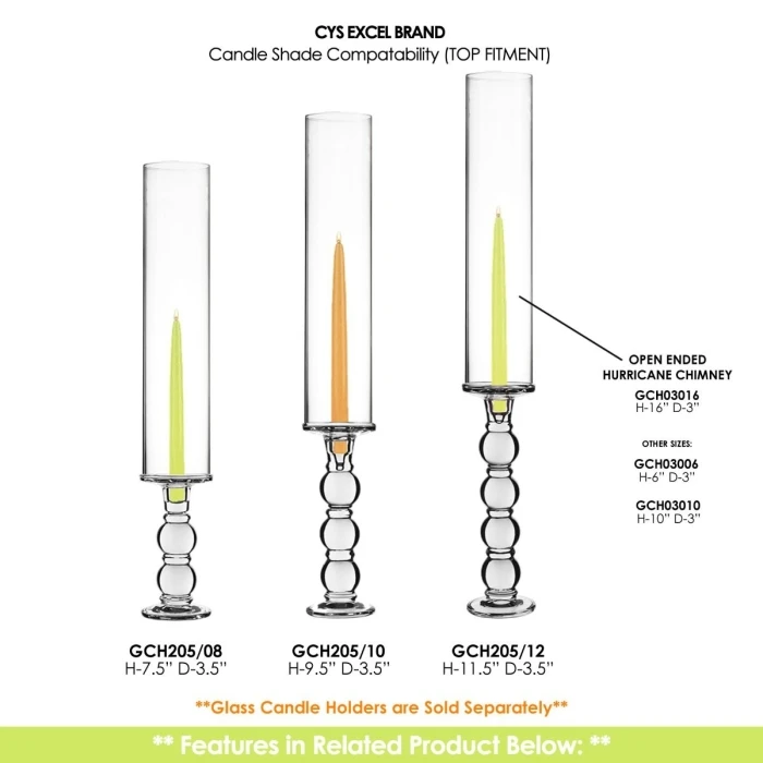 Glass Hurricane Candle Holder Shade Chimney Tube, H-16" D-3" (Wholesale 18 PCS/Case) - Image 5