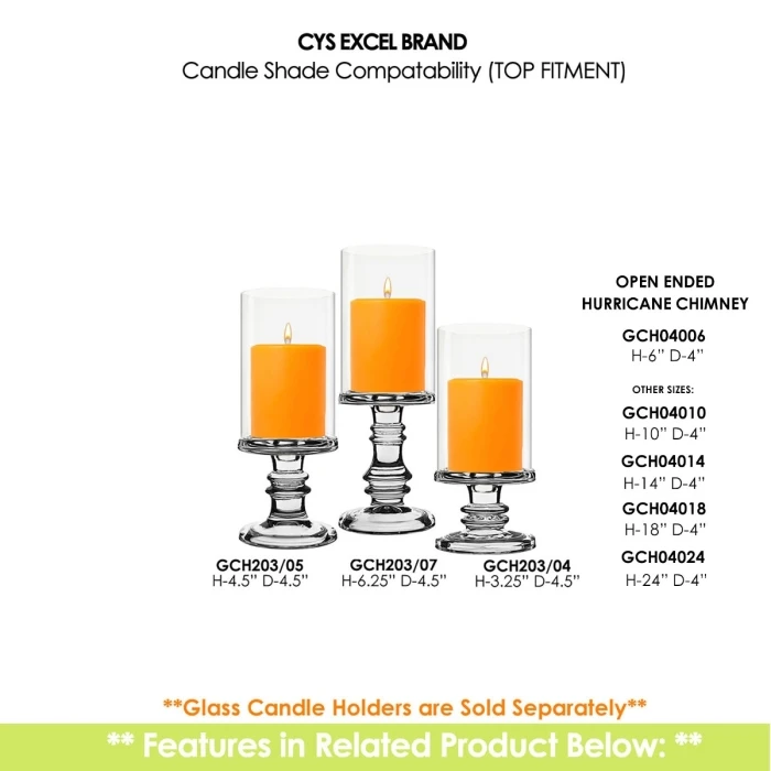 Glass Hurricane Candle Holder Shade Chimney Tube, H-6" D-4" (Wholesale 24 PCS/Case) - Image 3