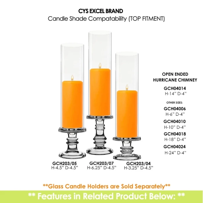 Glass Hurricane Candle Holder Shade Chimney Tube, H-14" D-4" (Wholesale 12 PCS/Case) - Image 3