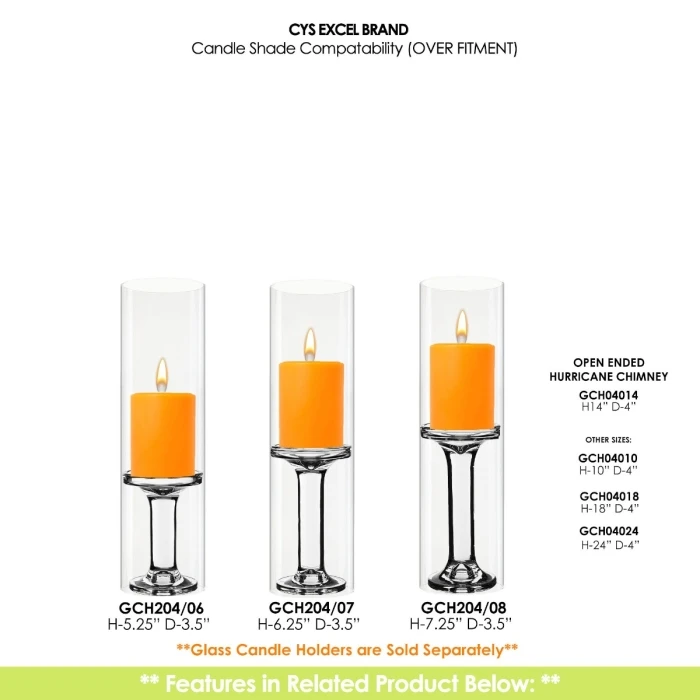 Glass Hurricane Candle Holder Shade Chimney Tube, H-14" - 24" D-4" (Wholesale 12 PCS/Case) - Image 3