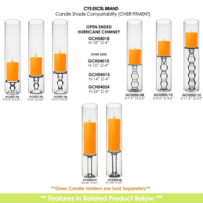 Glass Hurricane Candle Holder Shade Chimney Tube, H-18" D-4" (Wholesale 12 PCS/Case) - Image 3