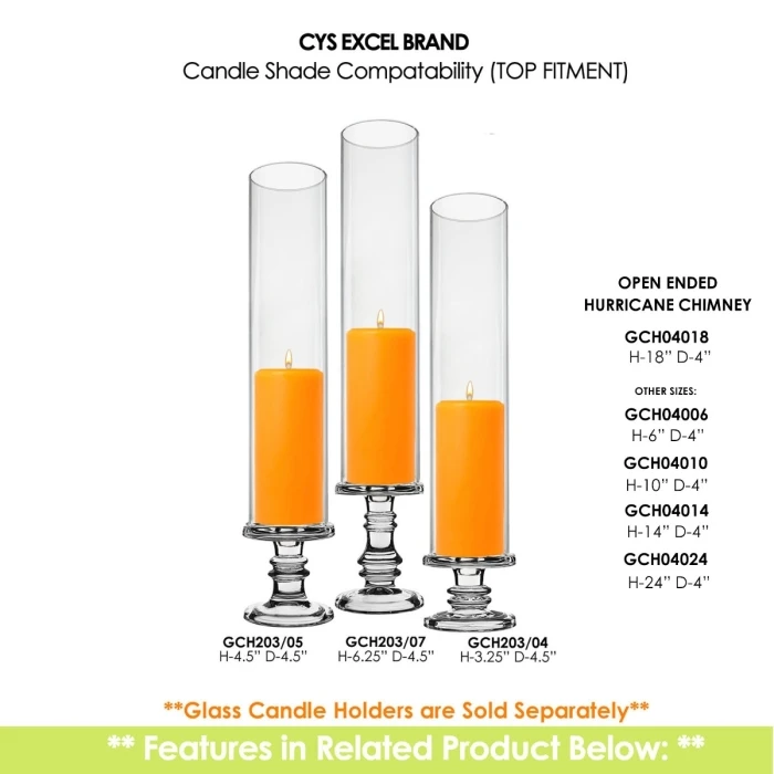 Glass Hurricane Candle Holder Shade Chimney Tube, H-18" D-4" (Wholesale 12 PCS/Case) - Image 4