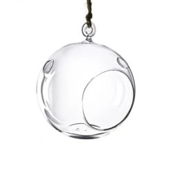 Glass Hanging Orb Plant Terrarium Tealight Candle Holder, H-5.5" D-5" (Wholesale 24 PCS/Case)