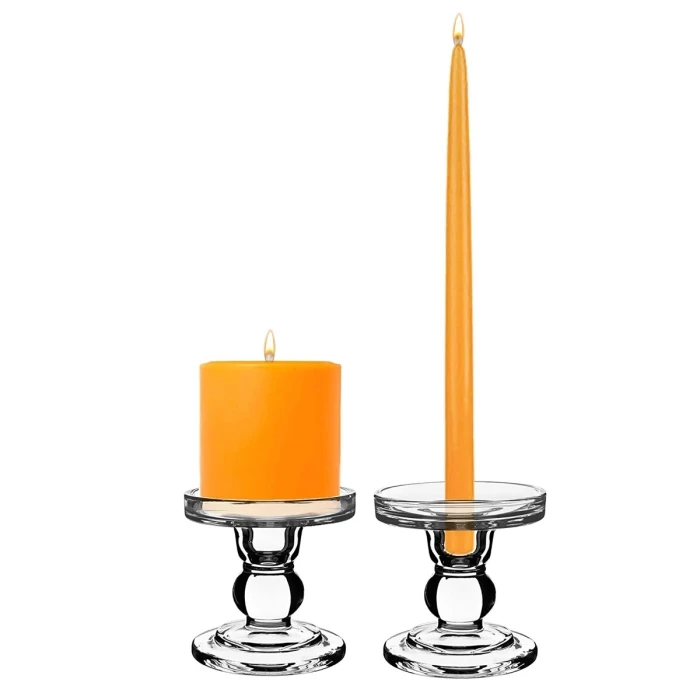 24 Sets Glass Candle Holder H-3.75" With 8" Candle Milk Bottle Chimney Tubes (48 Pcs) - Image 4