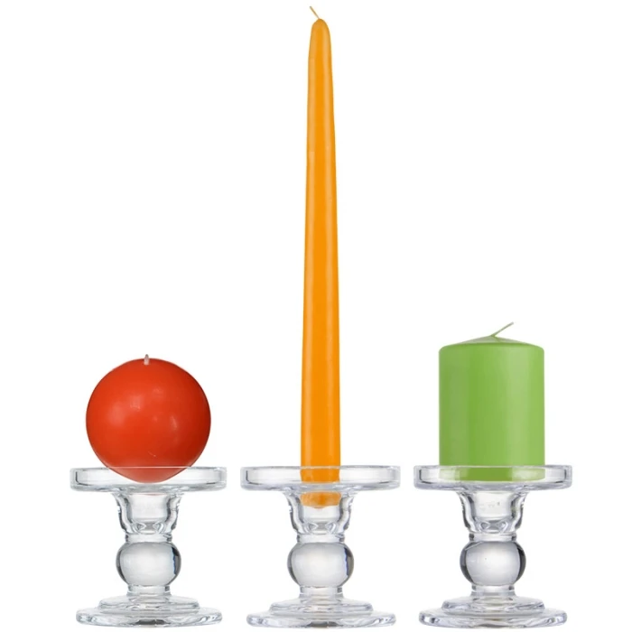 Bubble Glass Dual Use Pillar Taper Candle Holder, H-3.75" W-3.25" (Wholesale 24 PCS/Case) - Image 7