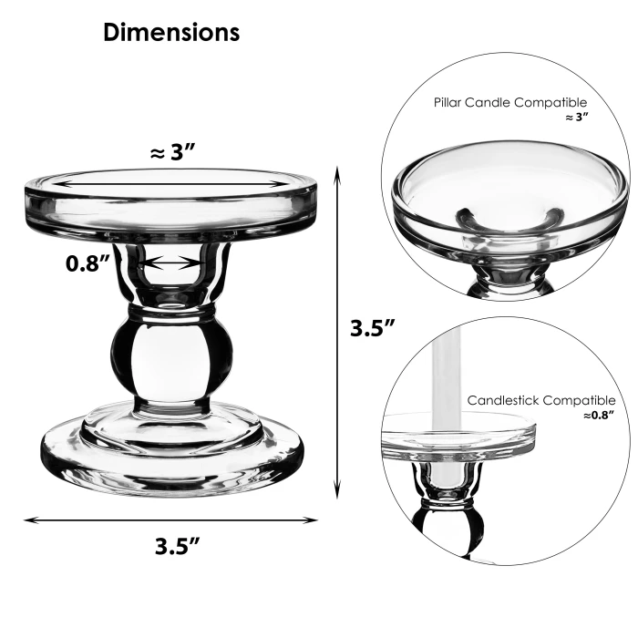 Bubble Glass Dual Use Pillar Taper Candle Holder, H-3.75" W-3.25" (Wholesale 24 PCS/Case) - Image 2