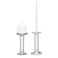 Modern Glass Dual Use Pillar Taper Candle Holder, H-7.25" W-3" (Wholesale 12 PCS/Case)