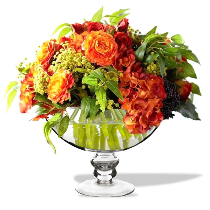 Glass Footed Decorative Bowl, H-6" D-8" (Wholesale 4 PCS/Case)