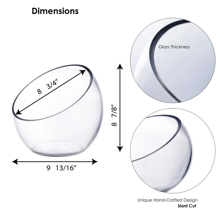 Glass Slant Cut Pod Terrarium Bowl, H-9" W"10 (Wholesale 4 PCS/Case) - Image 2