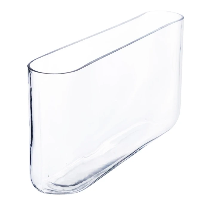 Glass Rectangle Round Edge Oval Vase, L-16"x W-3"x H-8" (Wholesale 4 PCS/Case) - Image 3