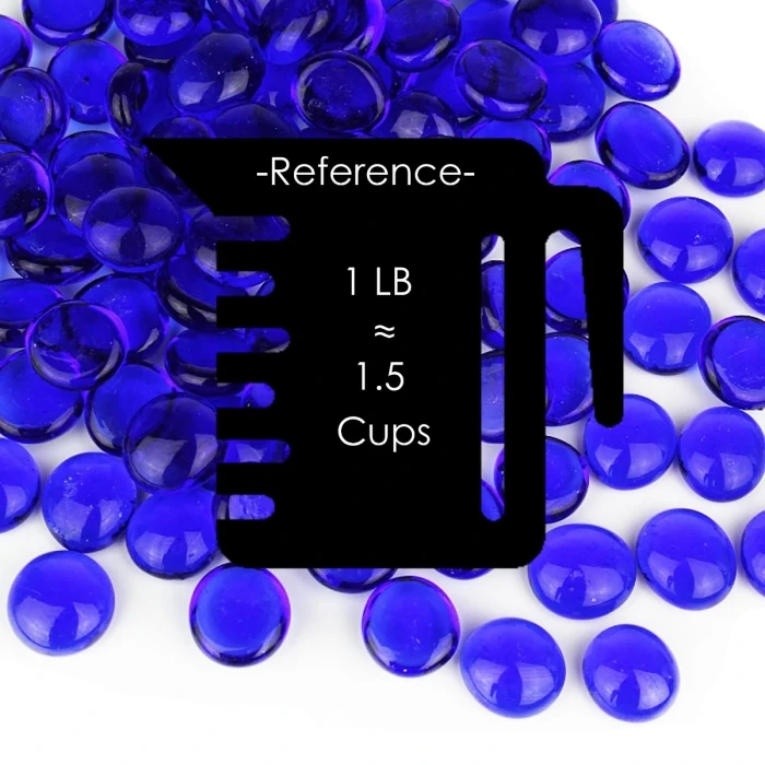 Cobalt Blue Glass Flat Gemstone Vase Filler, 3/4" (Wholesale 28 LBS/Case) - Image 2