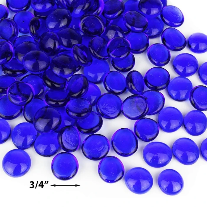 Cobalt Blue Glass Flat Gemstone Vase Filler, 3/4" (Wholesale 28 LBS/Case) - Image 3