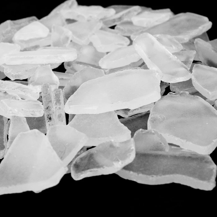 Frosted Clear Flat Sea Glass Vase Filler, 1.5 Cups/LB (Wholesale 20 LBS/Case)