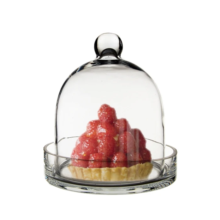 Glass Bell Dome Cloche With Glass Tray Base, H-8" D-7" (Wholesale 4 PCS/Case) - Image 4