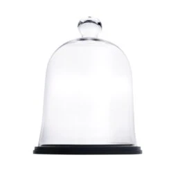 Glass Bell Dome Cloche With Black Wood Base, H-17" D-13" (Wholesale 2 PCS/Case)