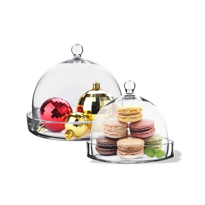 Glass Bell Dome Cloche With Glass Tray Base, H-7.5" D-8" (Wholesale 4 PCS/Case) - Image 4