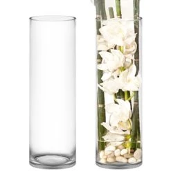 Glass Cylinder Vase, H-20" D-6" (Wholesale 4 PCS/Case)