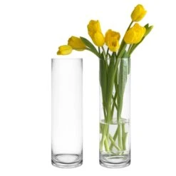 Glass Cylinder Vase, H-16" D-4" (Wholesale 6 PCS/Case)