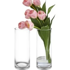 Glass Cylinder Vase, H-14" D-5" (Wholesale 6 PCS/Case)